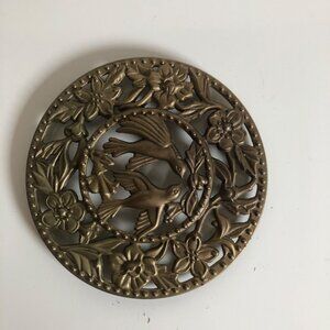 Brass Decorative Jar Lid Birds Flowers Design Victorian Floral 3.5x3.5 inch